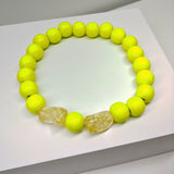 Natural Wooden Dog Necklace (Neon Bright Yellow with Resin Bead) - Ameli Jewellery Studio