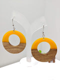 Wood and Yellow Resin Colourful Hoop Earrings - Ameli Jewellery Studio