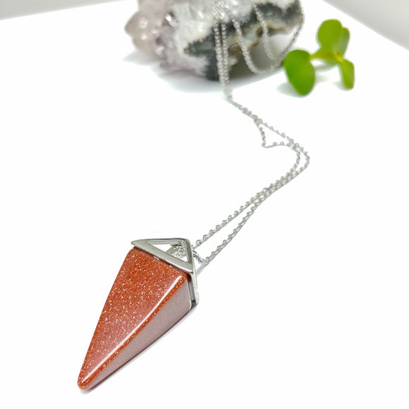 Pendulum Goldstone (Terracotta Red) Crystal Necklace - Ameli Jewellery Studio