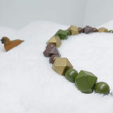 Camo and Gold Walking Dog Collar (18.5 inches) in All Natural Wood Beads -Doggie Stylz - Ameli Jewellery Studio