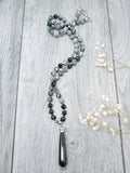 Mala Style Agate, Netstone and Teardrop Agate Pendant 29.5" Necklace, [Product_type] - Ameli Jewellery Studio