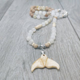 Mala Style Jade and Picture Jasper With Whale Tail 29.5" Necklace, [Product_type] - Ameli Jewellery Studio
