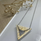 Gilded White Triangle on Triangle Porcelain Polar Ice Necklace