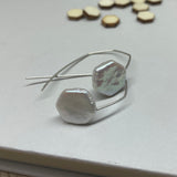 Keshi Pearl Hexagonal Sterling Silver Earrings