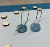 Aquamarine Hexagon Sterling Silver Earrings