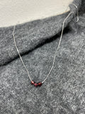 Garnet Trio Gemstone Necklace on 16 inch Sterling Silver Coreana Chain