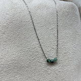 Emerald Trio Gemstone Necklace on 16 inch Sterling Silver Coreana Chain