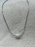 Natural Pearl Trio Gemstone Necklace on 16 inch Sterling Silver Coreana Chain