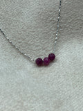 Ruby Trio Gemstone Necklace on 16 inch Sterling Silver Coreana Chain