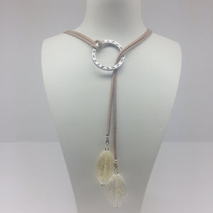 Hoop Lariat Necklace (Sand Colour) - Ameli Jewellery Studio