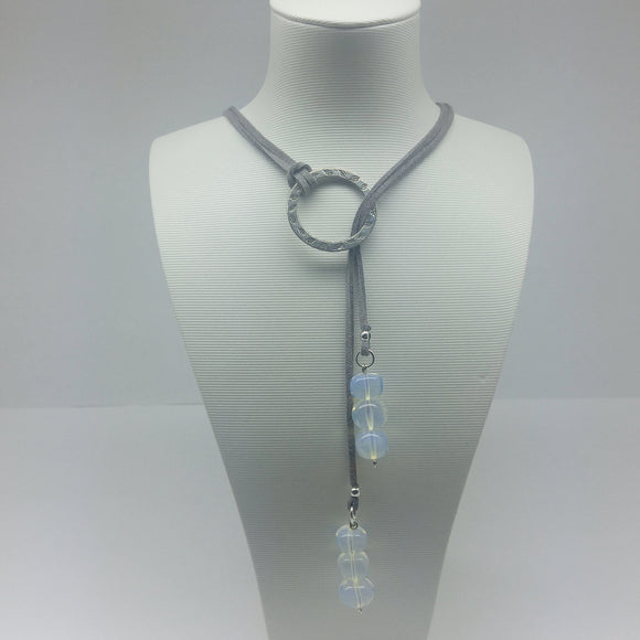 Hoop Lariat Necklace (Grey Colour) - Ameli Jewellery Studio