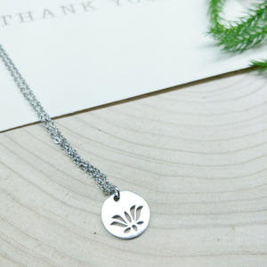 Lotus Flower Stainless Steel Necklace - Ameli Jewellery Studio