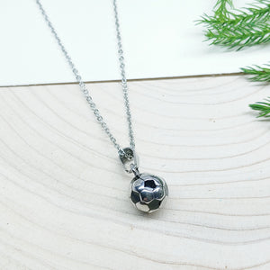 Black & Silver Soccer Ball Stainless Steel Charm and 18" Necklace (Free Shipping) - Ameli Jewellery Studio