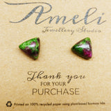 Gemstone Geometric Triangle Studs - Multiple Crystals available (stainless steel or plastic post) - Ameli Jewellery Studio