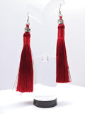Tassel Dangly Earrings in Deep Red - Ameli Jewellery Studio