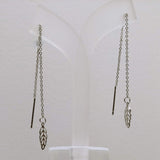 Dangle Pull Through Chain with Tiny Leaf Stainless Steel (Threader Earrings) - Ameli Jewellery Studio