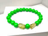 Natural Wooden Dog Necklace (Neon Grass Green with Resin Bead) - Ameli Jewellery Studio