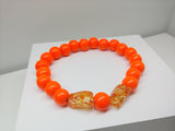 Natural Wooden Dog Necklace (Neon Tangerine with Resin Bead) - Ameli Jewellery Studio