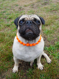 Natural Wooden Dog Necklace (Neon Tangerine with Resin Bead) - Ameli Jewellery Studio