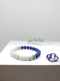 SSheffield Wednesday Football Club Bracelet-Lapis Lazuli, Crazy White Agate & Zircon Ball - Ameli Jewellery Studio