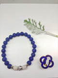 Sheffield Wednesday Football Club Bracelet-Lapis Lazuli, Crazy White Agate & Zircon Ball - Ameli Jewellery Studio