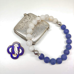 Sheffield Wednesday Football Club Bracelet-Lapis Lazuli, Crazy White Agate & Stainless Steel - Ameli Jewellery Studio