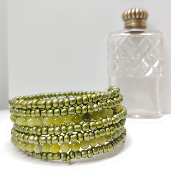 Jade and Sea Green Glass Armilla Wrap Bracelet - Ameli Jewellery Studio