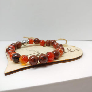 Red Fire Agate Gemstone Affirmation Bracelet (7 inches)