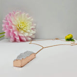 Druzy Rectangle Pendant Rose Gold Stainless Steel - Ameli Jewellery Studio