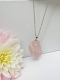 Raw Rose Quartz Crystal Long Necklace - Ameli Jewellery Studio