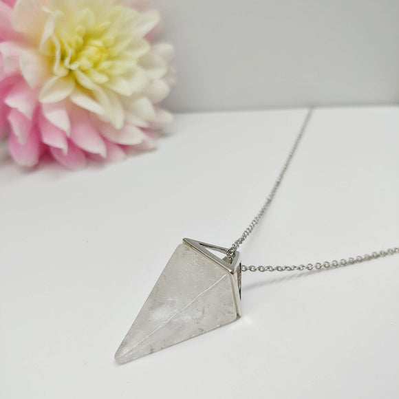 Milky Quartz Pendulum Crystal Necklace - Ameli Jewellery Studio