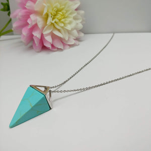 Blue Howlite Pendulum Crystal Necklace - Ameli Jewellery Studio