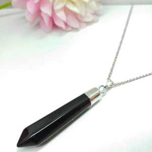 Pendulum Black Agate Crystal Necklace - Ameli Jewellery Studio