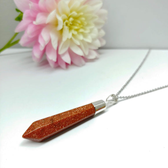 Goldstone Pendulum Crystal Necklace - Ameli Jewellery Studio