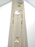 Mala Style Jade and Picture Jasper With Whale Tail 29.5" Necklace - Ameli Jewellery Studio