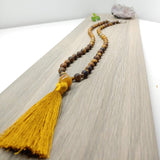 Mala Style Tigers Eye and Picture Jasper With Tassel 29.5" Necklace - Ameli Jewellery Studio