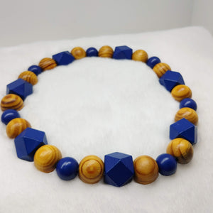 Natural Wooden Dog Necklace (Royal Blue, and Burly Wood) - Ameli Jewellery Studio