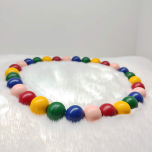 Natural Wooden Dog Necklace (Multicolour Rainbow) - Ameli Jewellery Studio
