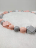 Natural Wooden Dog Necklace (Pink, Silver and Grey) - Ameli Jewellery Studio