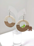 Wood and White Resin Funky Hoop Earrings - Ameli Jewellery Studio