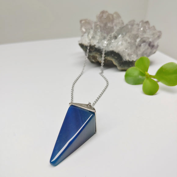 Pendulum Blue Agate Crystal Necklace - Ameli Jewellery Studio