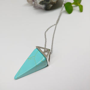Pendulum Blue Howlite Crystal Necklace - Ameli Jewellery Studio