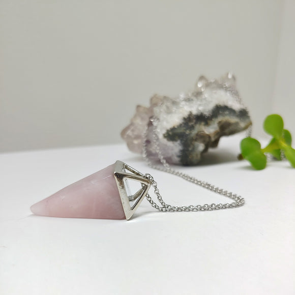 Pendulum Rose Quartz Crystal Necklace - Ameli Jewellery Studio