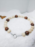 Natural Wood and Coffee Walking Dog Collar (19 inches) in All Natural Wood Beads -Doggie Stylz - Ameli Jewellery Studio