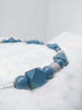 Teal and Grey Walking Dog Collar (19.5 inches) in All Natural Wood Beads -Doggie Stylz - Ameli Jewellery Studio