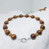 Natural Burly Wood and Coffee Walking Dog Collar (21 inches) in All Natural Wood Beads -Doggie Stylz - Ameli Jewellery Studio