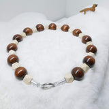 Natural Wood and Coffee Walking Dog Collar (20 inches) in All Natural Wood Beads -Doggie Stylz - Ameli Jewellery Studio