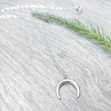 Dainty Crescent Moon pendant on 16 inch Stainless Steel Necklace - Ameli Jewellery Studio
