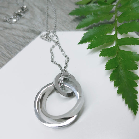Interlocking Rings Stainless Steel Pendant Necklace in Silver Only - Ameli Jewellery Studio