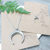 Crescent Moon Pendant on 27 inch Stainless Steel Necklace - Ameli Jewellery Studio